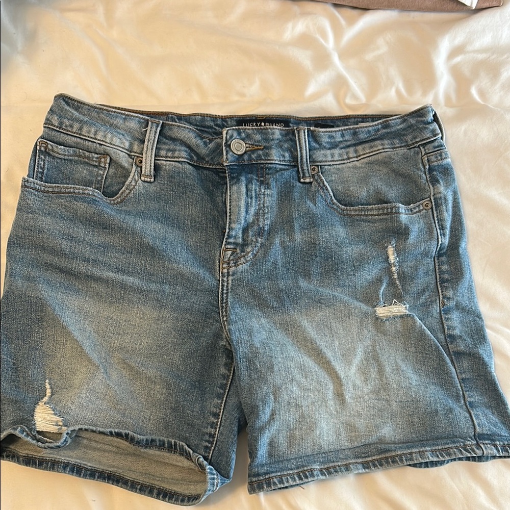 Lucky Brand Blue Jean Shorts Distressed Cut-Off